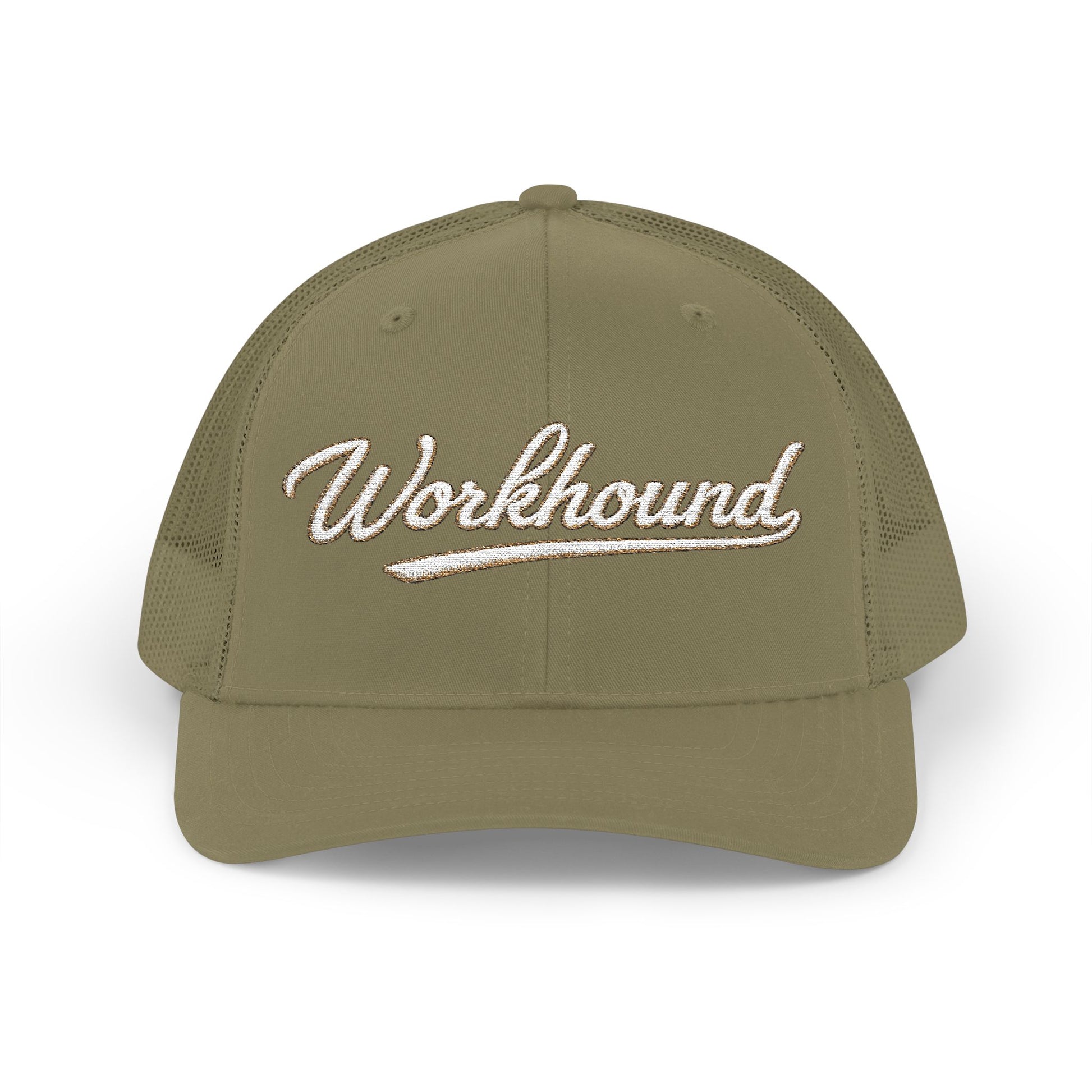 Workhound Embroidered Trucker Cap — Vintage Script Snapback Hat